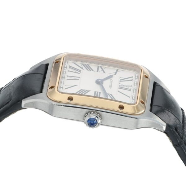 Cartier Santos Dumont Silver Dial Rose Gold & Steel 27.5mm Quartz Watch W2SA0012