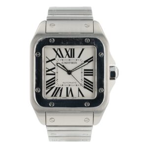 Cartier Santos 100 Stainless Steel Silver Dial 38mm Automatic Mens W20073X8