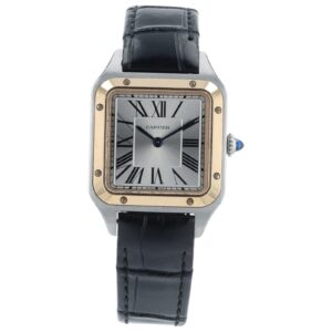 Cartier Santos Dumont Silver Dial Rose Gold & Steel 27.5mm Quartz Watch W2SA0012