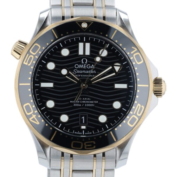 Omega Two-Tone Seamaster Black Dial Gold & Steel 42mm Mens 210.20.42.20.01.002