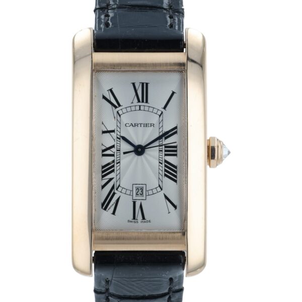 Cartier Tank Americaine 18k Rose Gold Silver Dial 26mm Auto Mens Watch W262003