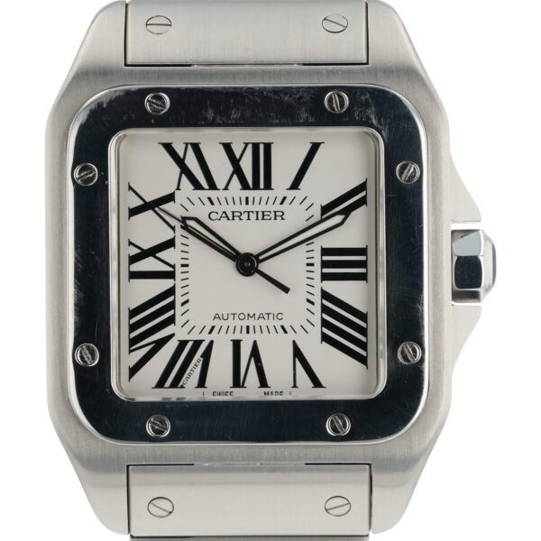 Cartier Santos 100 Stainless Steel Silver Dial 38mm Automatic Mens W20073X8