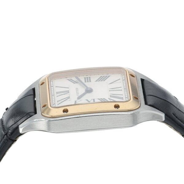 Cartier Santos Dumont Silver Dial Rose Gold & Steel 27.5mm Quartz Watch W2SA0012