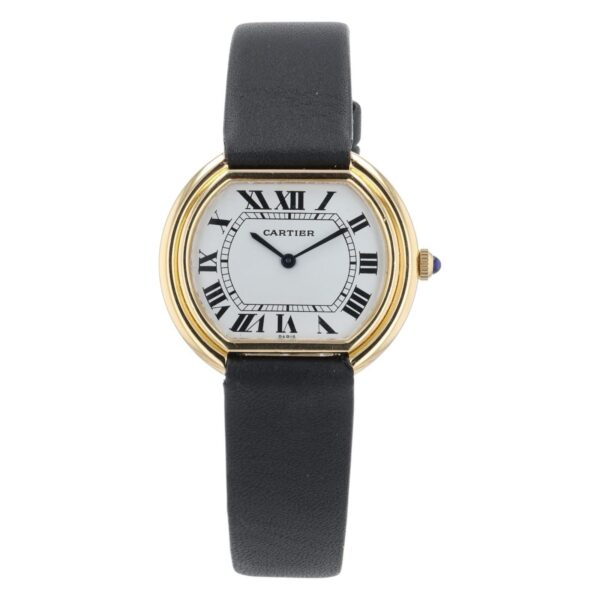 Cartier Stepped Ellipse 18k Yellow Gold 28mm White Dial Manual Wind Watch 7809