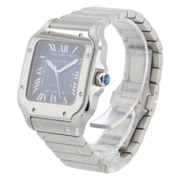 Cartier Santos Stainless Steel Blue Dial Medium Size Automatic Mens WSSA0063
