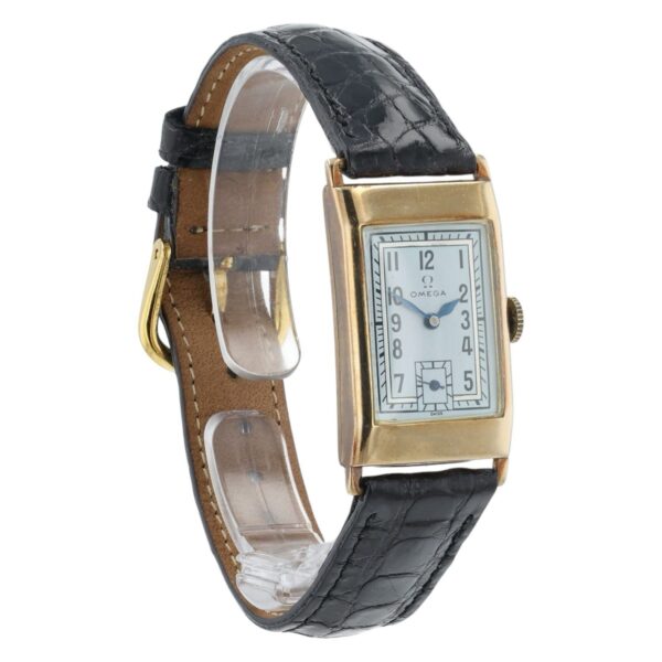 57_75dd9e58-485d-4108-b3b7-4679a431db59 Omega T17 Light Blue Color Dial 9k Gold 20mm Manual Wind Unisex Watch