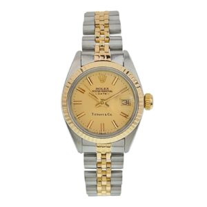 57_8180ab78-2f8e-4399-adf2-69b7433fa6e6 Rolex Datejust Tiffany Dial Gold Steel Champagne Dial 26mm Automatic Watch 6917