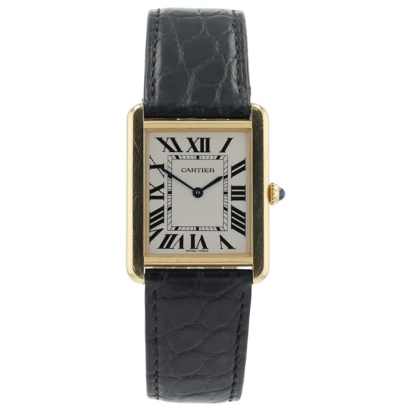 Cartier Tank Solo Silver Dial 18k Yellow Gold 27x35mm Quartz Men’s Watch 3167