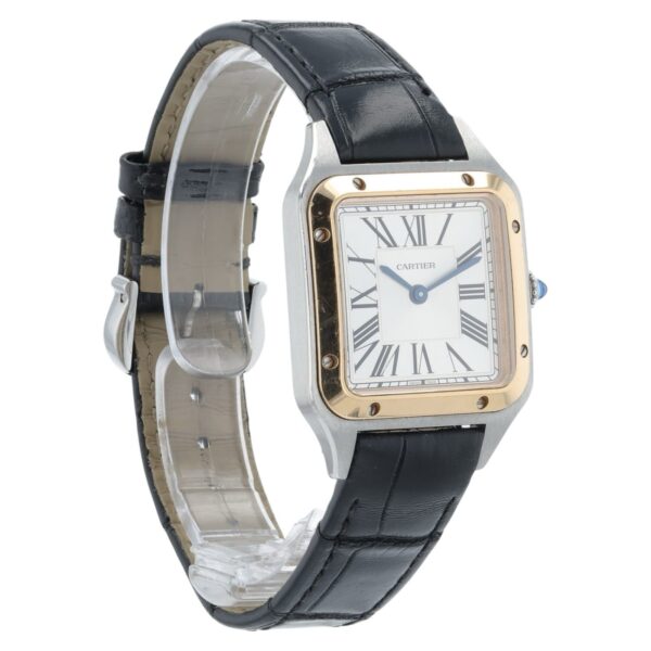 Cartier Santos Dumont Silver Dial Rose Gold & Steel 27.5mm Quartz Watch W2SA0012