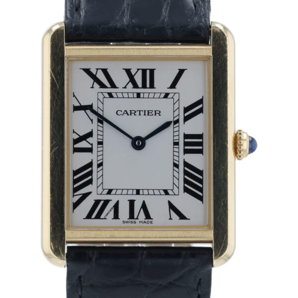 Cartier Tank Solo Silver Dial 18k Yellow Gold 27x35mm Quartz Men’s Watch 3167