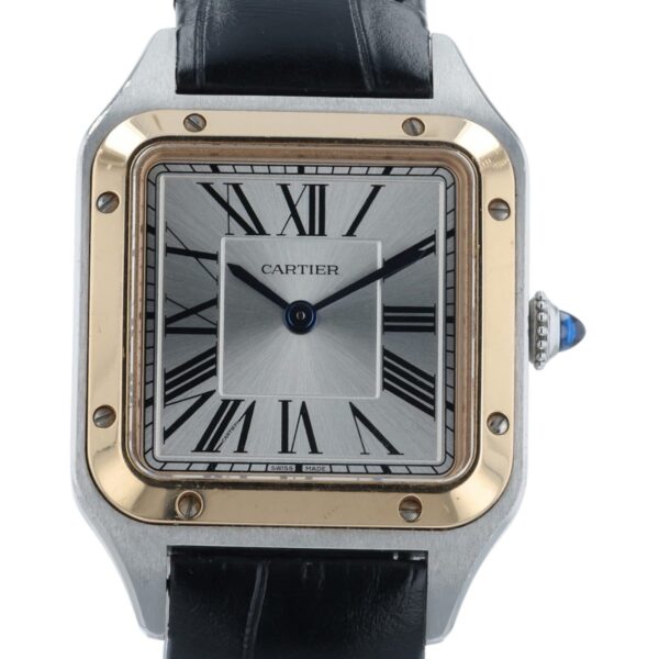 Cartier Santos Dumont Silver Dial Rose Gold & Steel 27.5mm Quartz Watch W2SA0012
