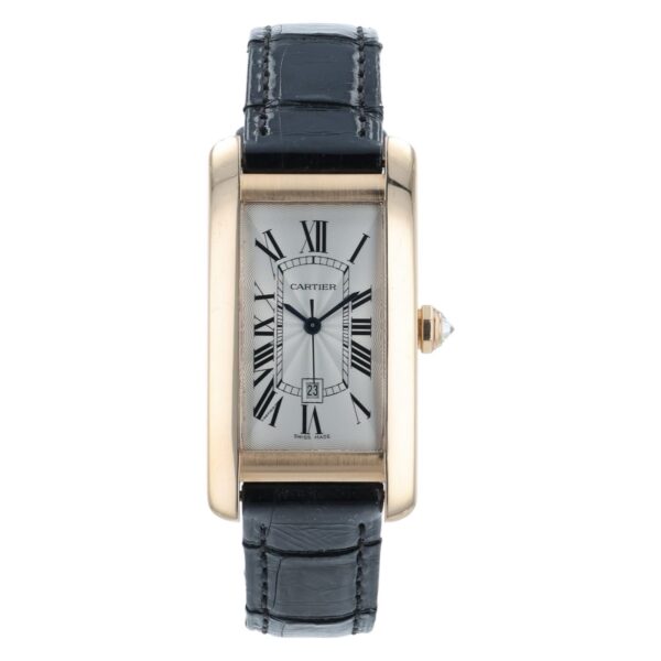 Cartier Tank Americaine 18k Rose Gold Silver Dial 26mm Auto Mens Watch W262003
