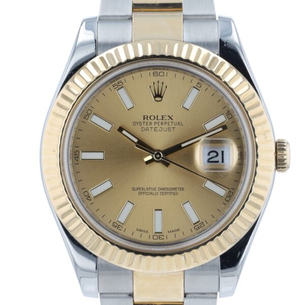 Rolex Datejust II Gold & Steel Champagne Dial 41mm Automatic Men’s Watch 116333