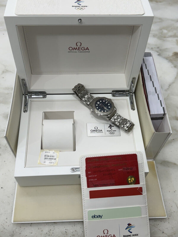 Omega Seamaster Beijing 2022 Automatic Chronometer Blue Dial Mens Watch