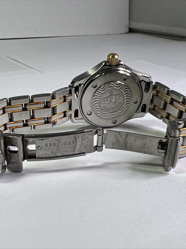 29mm OMEGA Seamaster 120M Steel 18K Gold Bezel Quartz Women’s Date Watch – READ