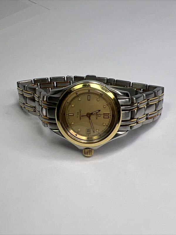 29mm OMEGA Seamaster 120M Steel 18K Gold Bezel Quartz Women’s Date Watch – READ