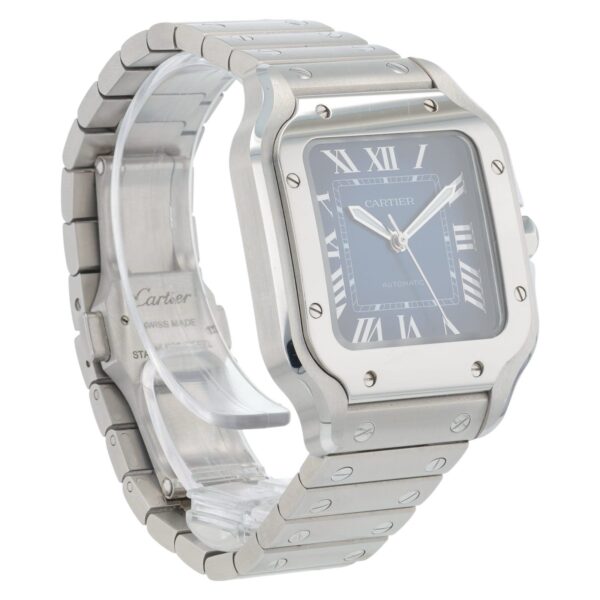 Cartier Santos Stainless Steel Blue Dial Medium Size Automatic Mens WSSA0063