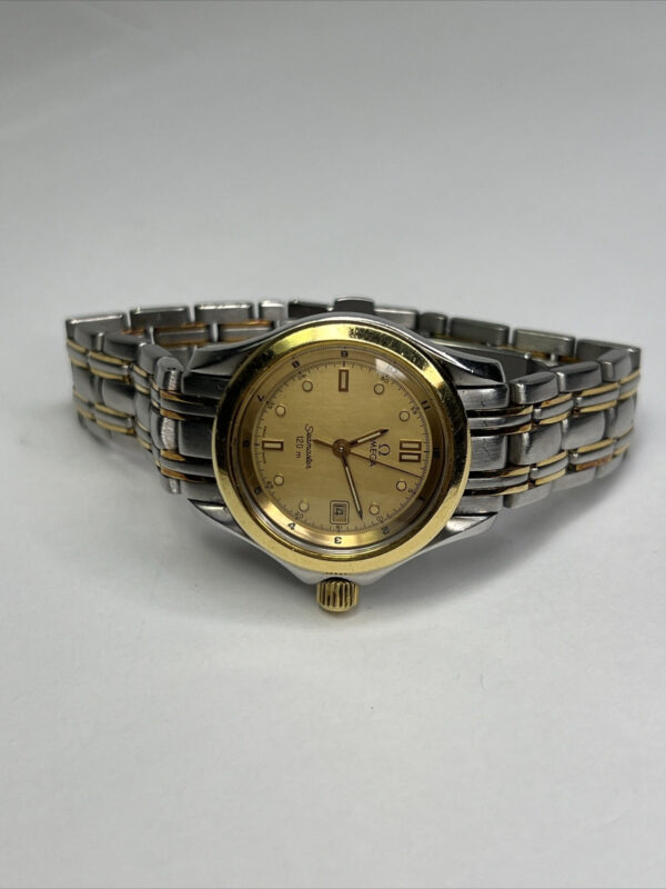 29mm OMEGA Seamaster 120M Steel 18K Gold Bezel Quartz Women’s Date Watch – READ