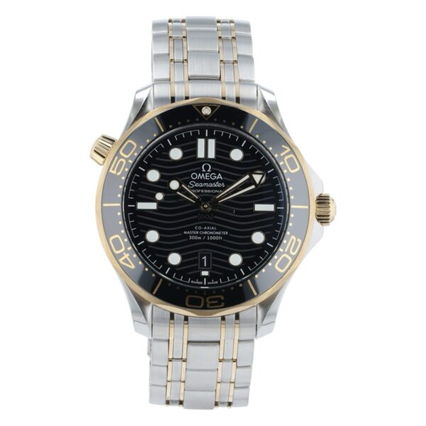 Omega Two-Tone Seamaster Black Dial Gold & Steel 42mm Mens 210.20.42.20.01.002