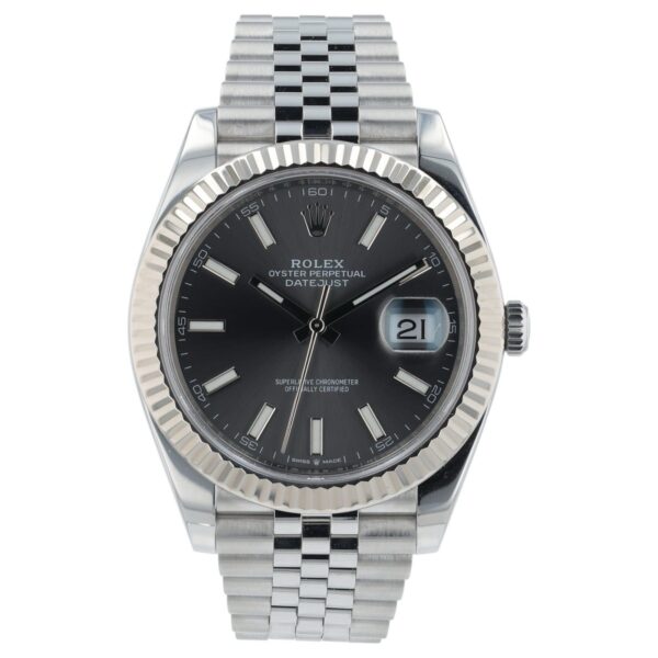 57_de5a1761-4bb0-4509-b59a-cda0e6fb7a9c Rolex Datejust Stainless Steel Gray Dial 41mm Automatic Movement Mens 126334