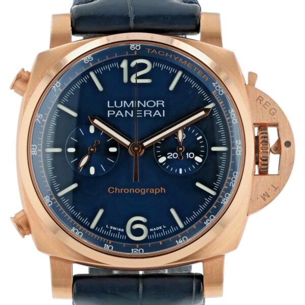 Panerai Luminor Goldtech 18k Rose Gold Blue Dial 44mm Automatic Mens PAM01111