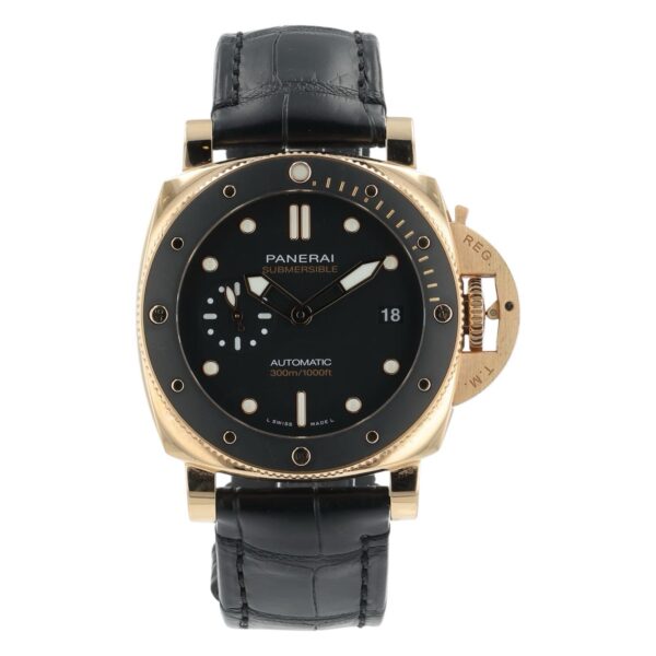 Panerai Submersible 18k Rose Gold Black Dial 42mm Automatic Mens Watch PAM01164
