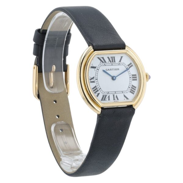 Cartier Stepped Ellipse 18k Yellow Gold 28mm White Dial Manual Wind Watch 7809