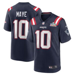 fhwiefjew10-2000x2000-1 Men's New England Patriots #10 Drake Maye Navy Super Bowl LX Patch Game Jersey
