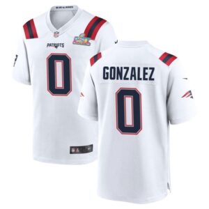 iovjuweifgjewf0-2000x2000-1 Men's New England Patriots #0 Christian Gonzalez White Super Bowl LX Patch Game Jersey